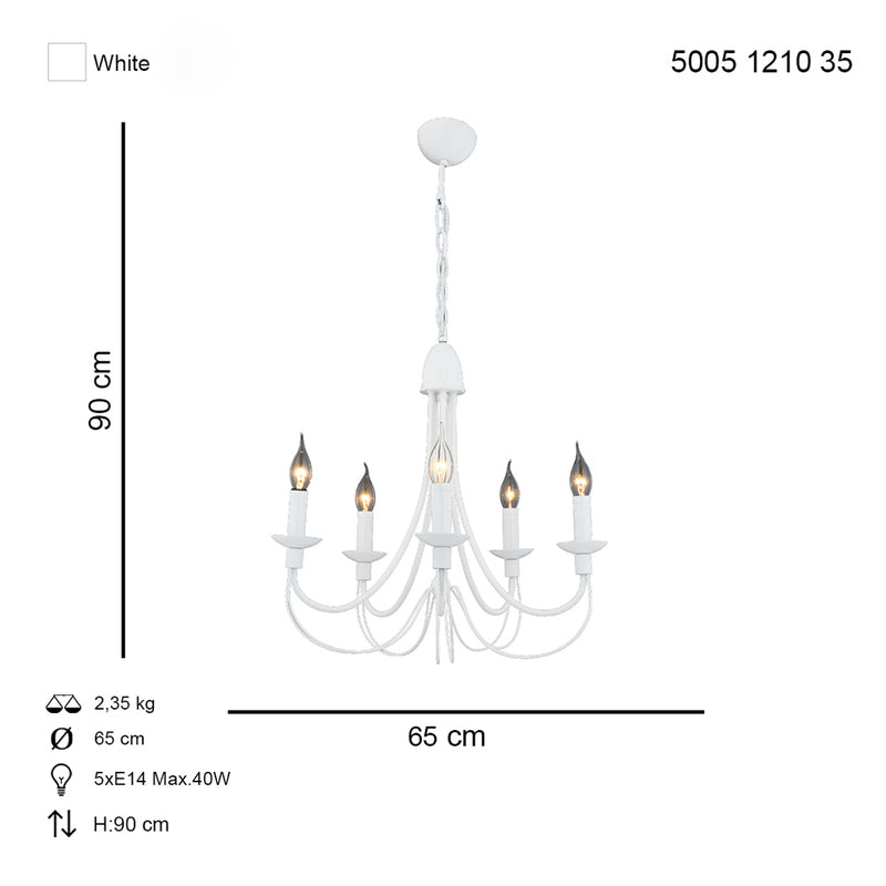 Lustra Moderna Darya Asi Home  5 brate, 5xE14-40W, alb 1210-36-05