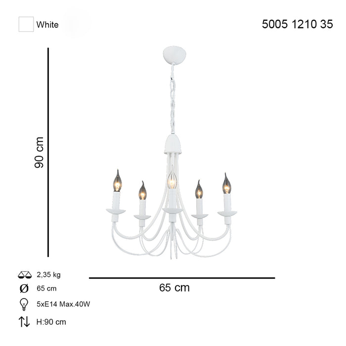 Lustra Moderna Darya Asi Home  5 brate, 5xE14-40W, alb 1210-36-05