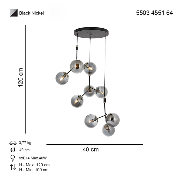 Lustra Moderna Isil Asi Home  9xE14-40W, crom satinat 4551-53-03