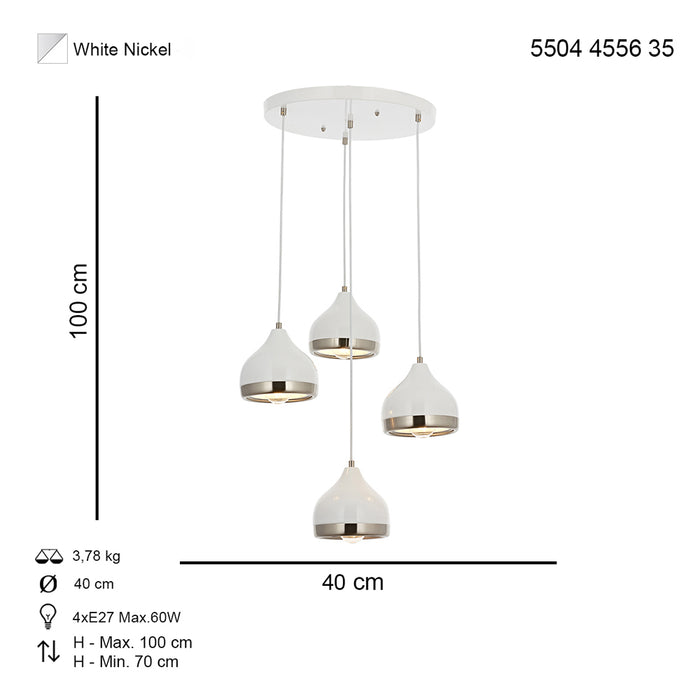 Lustra Moderna Delight Asi Home  4 brate, 4xE27-60W, alb 4556-35-04