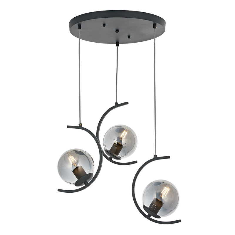 Lustra Moderna Zafra Asi Home , 3 brate, 3xE27-60W, antracit 1008-96-03