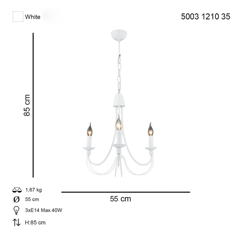 Lustra Moderna Darya Asi Home , 3 brate, 3xE14-40W, alb 1210-36-03