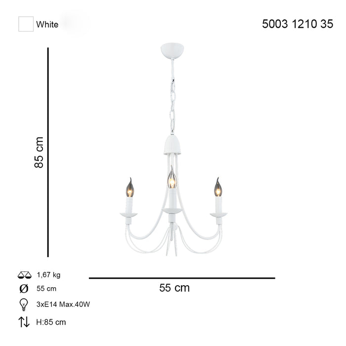 Lustra Moderna Darya Asi Home , 3 brate, 3xE14-40W, alb 1210-36-03