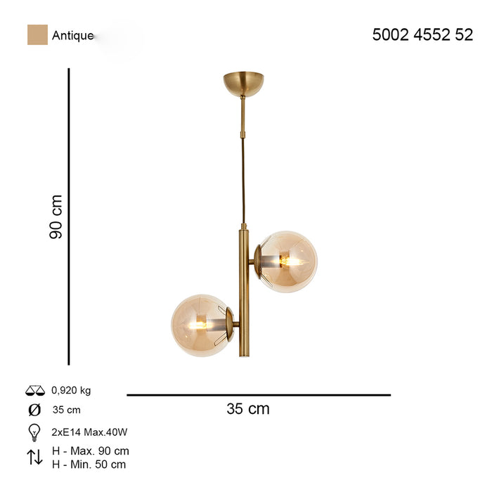 Lustra Moderna Eylul Asi Home , 2xE14-40W, antiq 4552-52-02