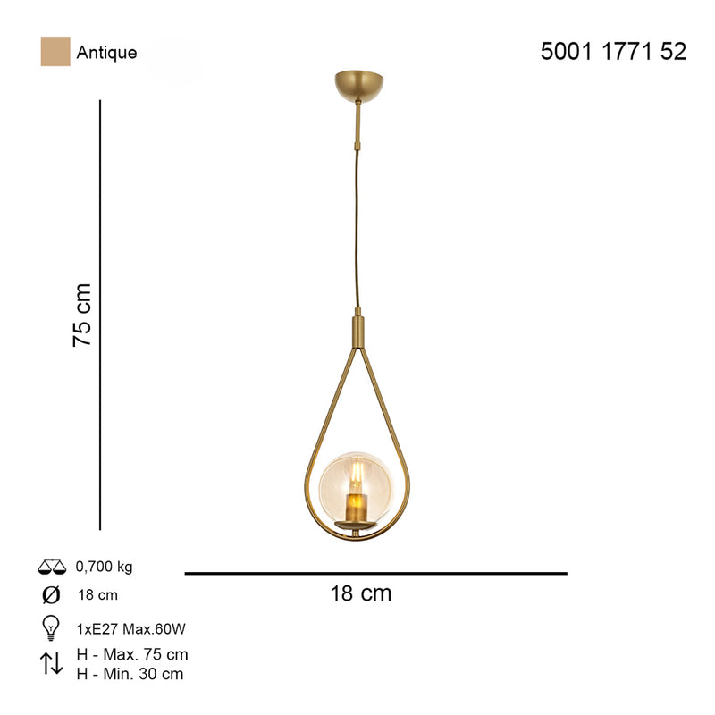 Lustra Moderna Arman Asi Home , 1xE27-60W, antiq 1771-52-01