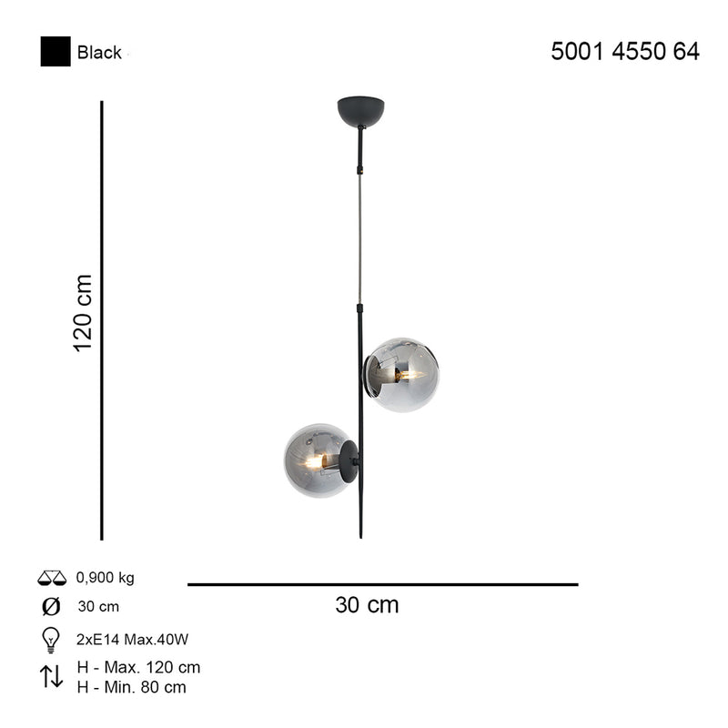 Lustra Moderna Bahar Asi Home , 2xE14-40W, negru 4550-64-01