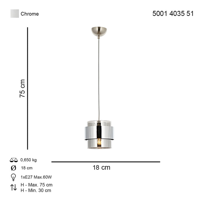 Lustra Moderna Roza Asi Home , 1xE27-60W, crom 4035-51-01