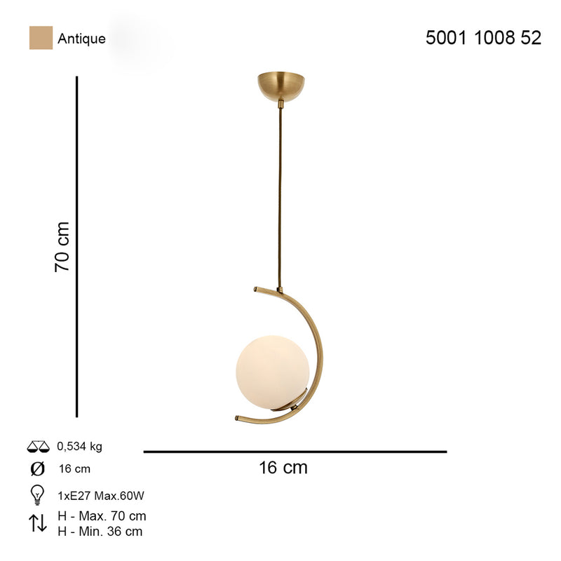 Lustra Moderna Zafra Asi Home , 1xE27-60W, antiq 1008-52-01
