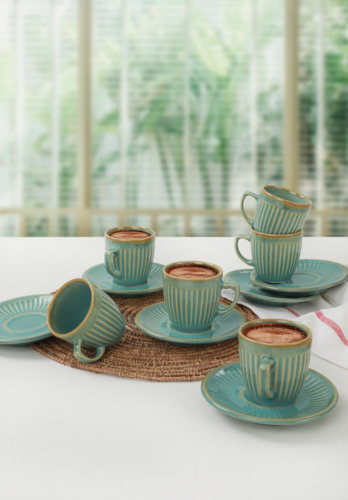 Set Cesti de Cafea 12 Piese, Mare verde, TK125012FQ06A