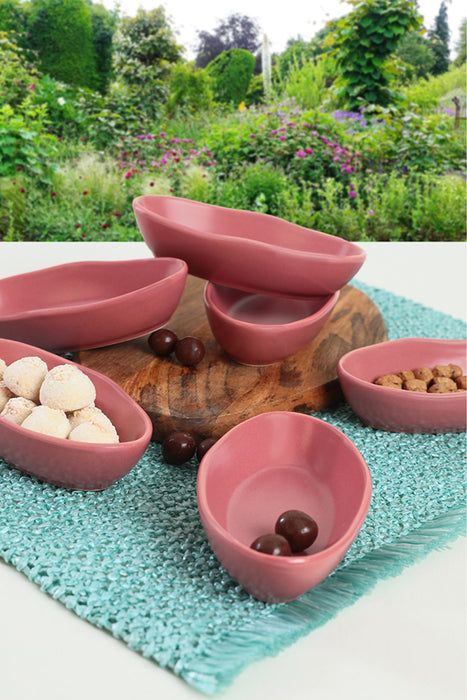 Set Boluri Aperitive 6 Piese, Roz, 100% Ceramica, MAYD100