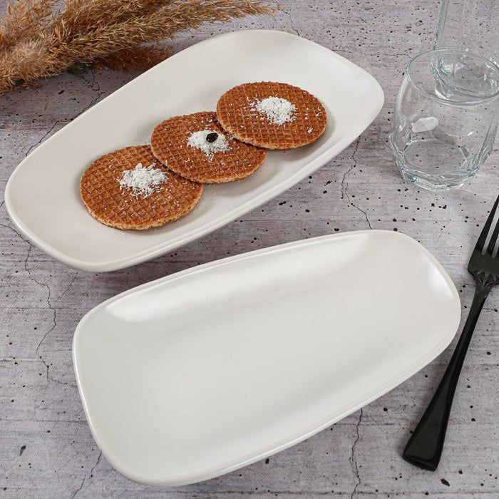 Set Platouri, 2 Piese, Asi Home White, Alb, Ceramica