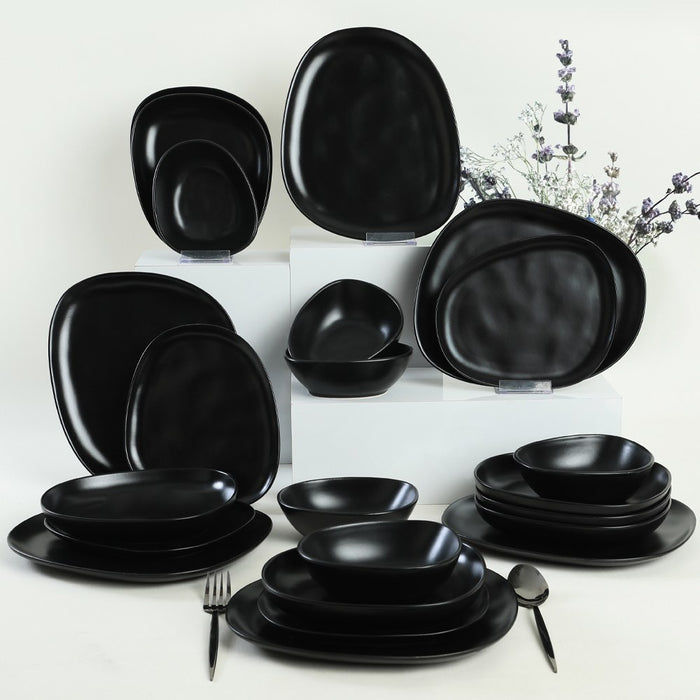Set Vesela 24 Piese, Asi Home Special Shapes  Black, Negru, Ceramica