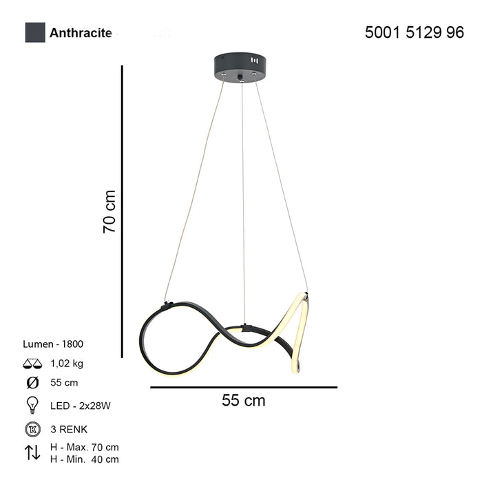 Lustra LED Burgaz Asi Home, LED 1xLED-28W, antracit 5129-96-01L