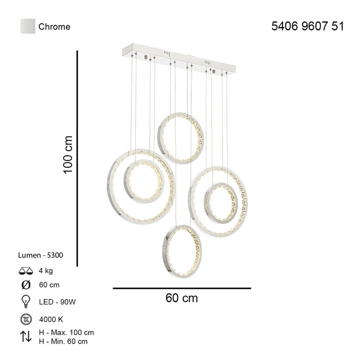 Lustra LED Mekong Asi Home, LED, 6xLED-90W, crom 9607-51-06L