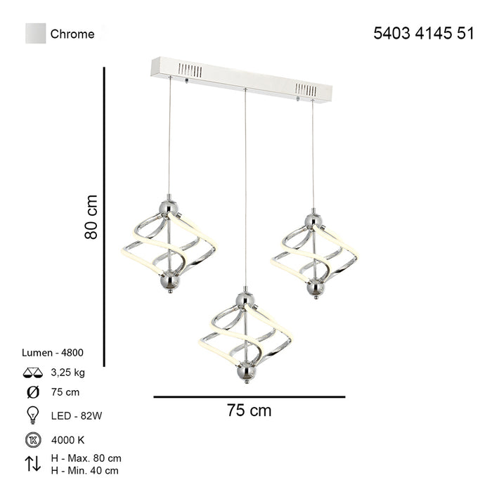 Lustra LED Ravena Sirali Asi Home, LED, 3xLED-82W, crom 4145-51-03SL