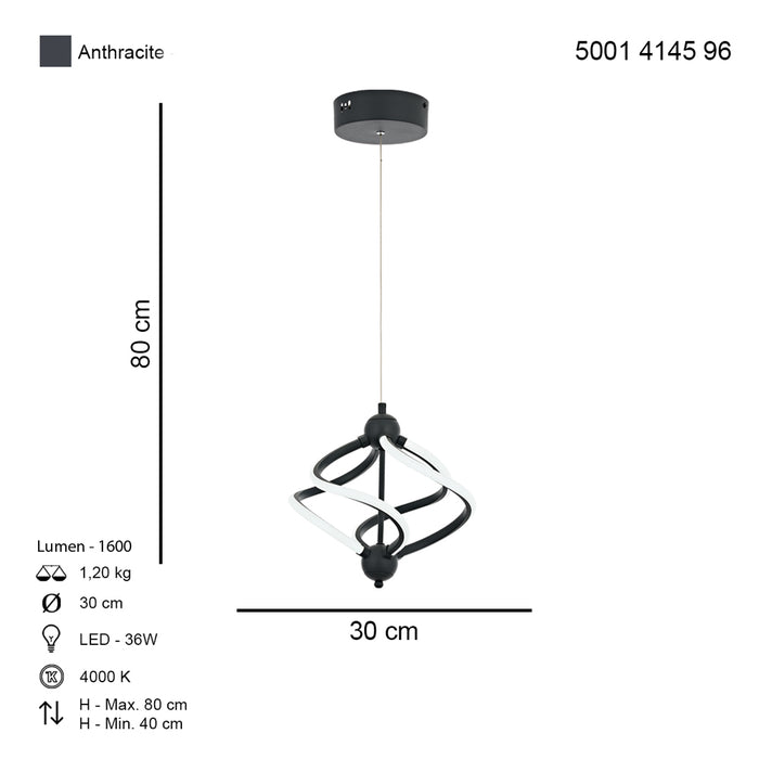 Lustra LED Ravena Asi Home, LED 1xLED-36W, antracit, lumina naturala 4145-96-01L