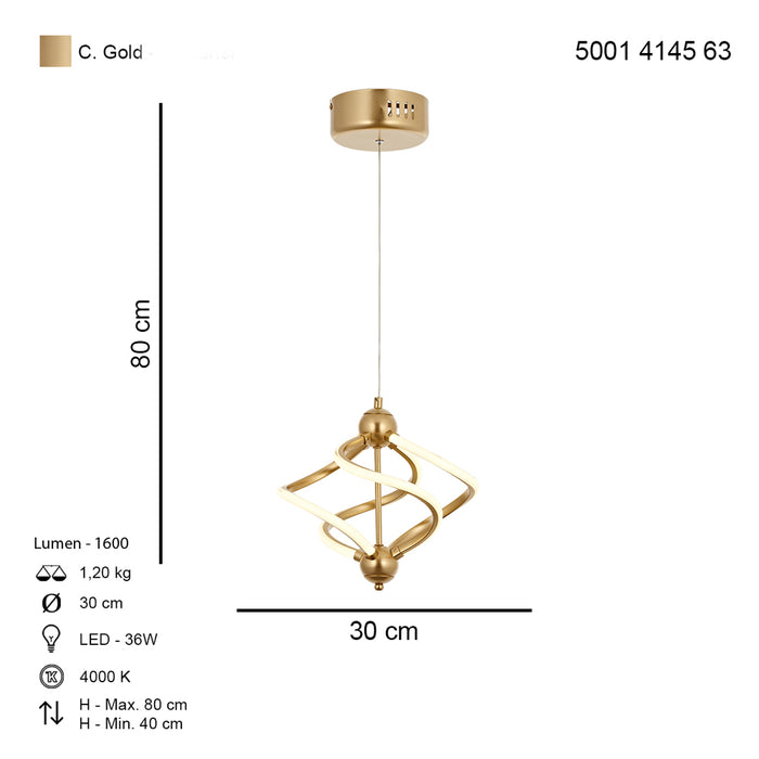 Lustra LED Ravena Asi Home, LED 1xLED-36W, auriu mat, lumina naturala 4145-63-01L