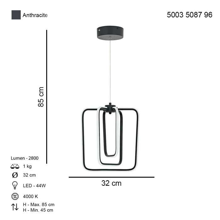 Lustra LED Sofya Asi Home, LED 3xLED-44W, antracit, lumina naturala 5087-96-03L