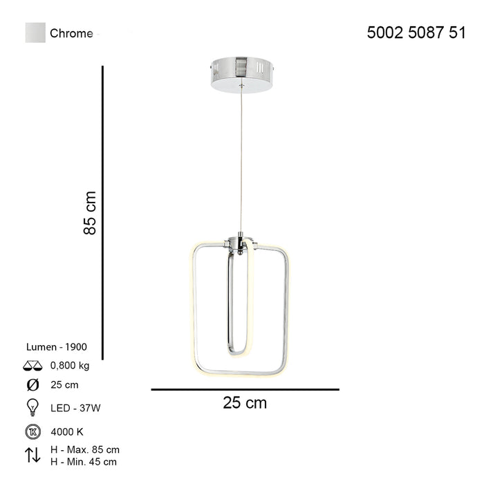 Lustra LED Sofya Asi Home, LED 2xLED-37W, crom, lumina naturala 5087-51-02L