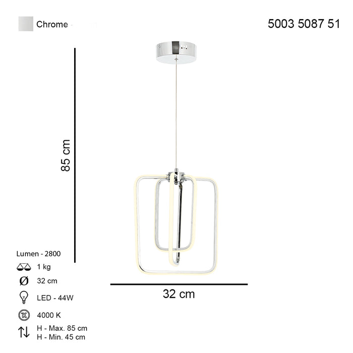 Lustra LED Sofya Asi Home, LED 3xLED-44W, crom, lumina naturala 5087-51-03L