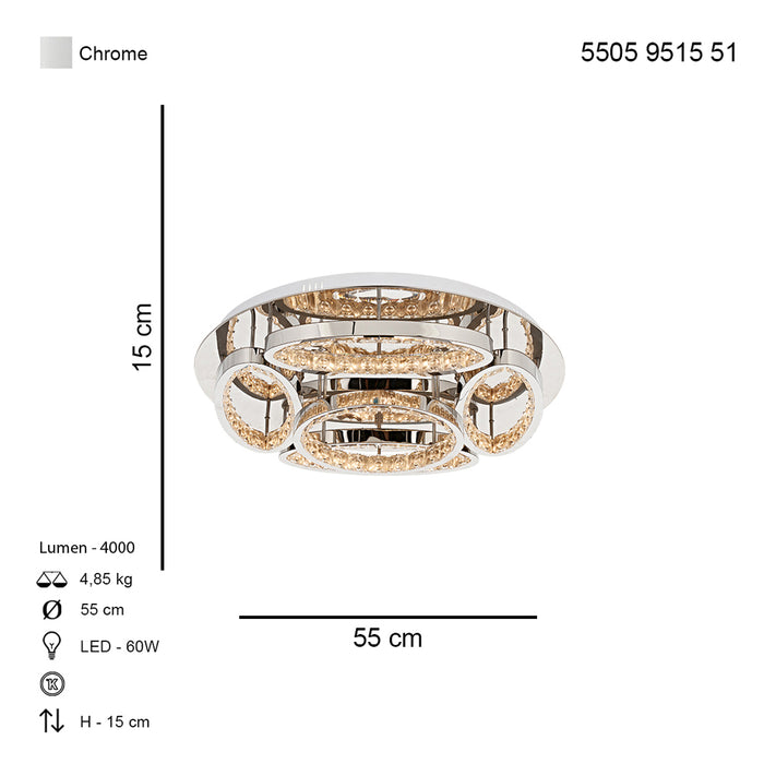 Lustra LED Nil Asi Home, LED, 5xLED-60W, crom 5087-51-05L