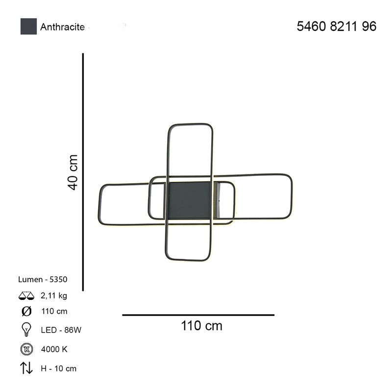 Lustra LED Molde Asi Home, LED 60 CM LEDD-86W, antracit 8211-96-60L