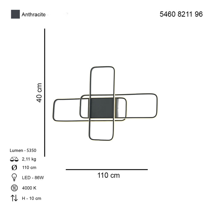 Lustra LED Molde Asi Home, LED 60 CM LEDD-86W, antracit 8211-96-60L