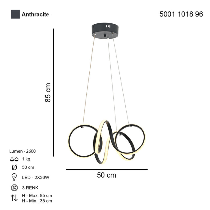 Lustra LED Parabol Asi Home, LED 1xLED-36W, antracit 1018-96-01L