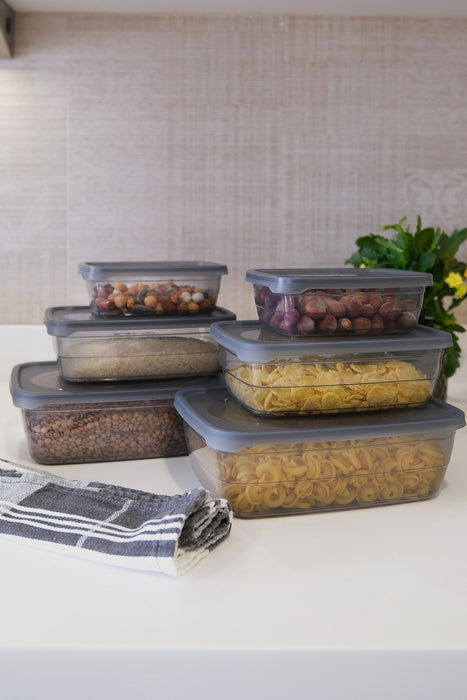 Set Cutii Depozitare, 6 Piese, Asi Home Rec6, Gri, Plastic