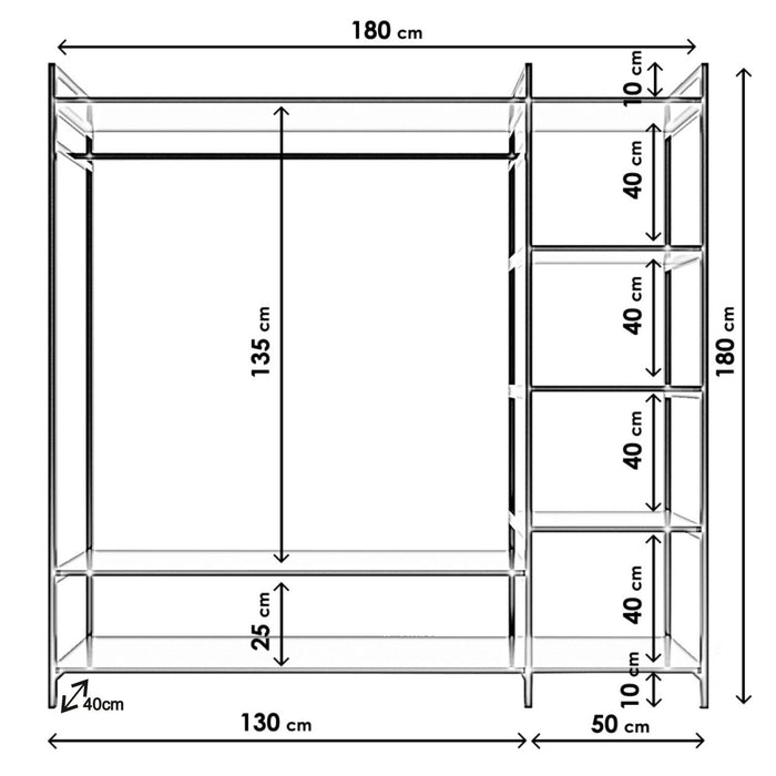 Dulap Asi Home Trend Gardırop Sağ raflı L615, Alb, 180 x180 x40 cm