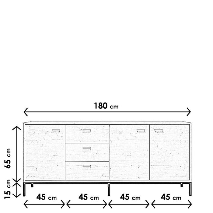 Consola Asi Home Volgograd - L2004, Stejar/
Negru, 180 x80 x45 cm