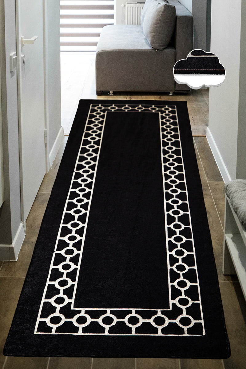 Covor Hol Asi Home Bague Black, 80 x 200cm, Catifea| Poliester, Negru
Alb