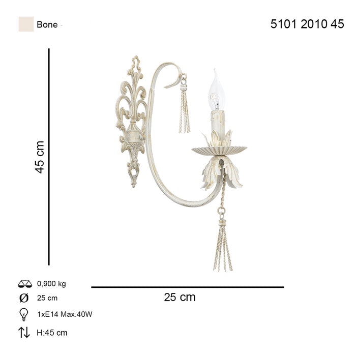 Aplica Clasica Saray Asi Home, 1xE14-40W Crem Patina Aurie 2010-45-19