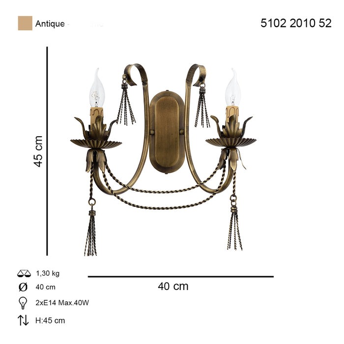 Aplica Clasica Saray Asi Home, 2xE14-40W Antiq 2010-52-29