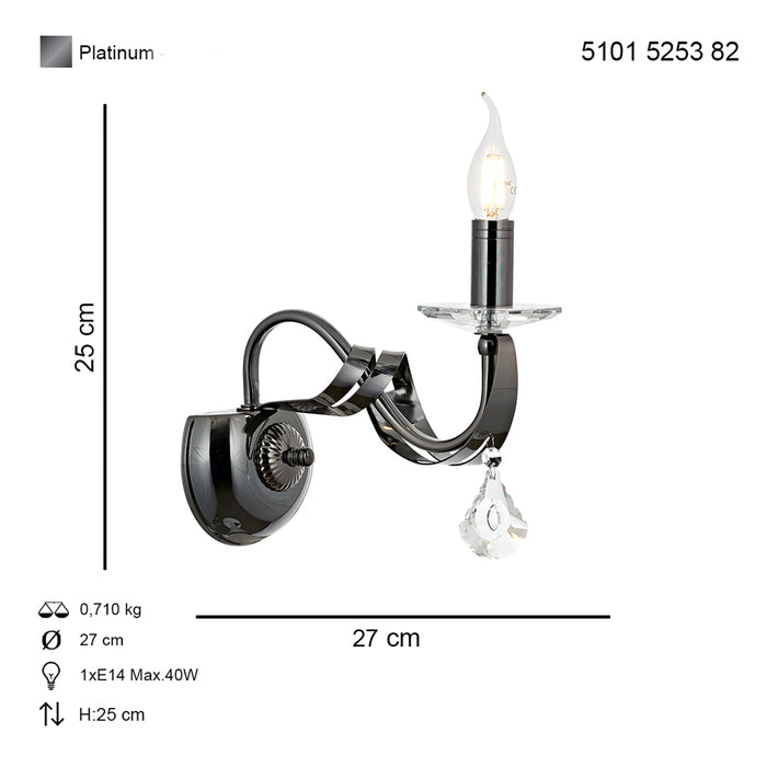 Aplica Cristal Karlen Asi Home, 1xE14-40W Fume 5253-82-19