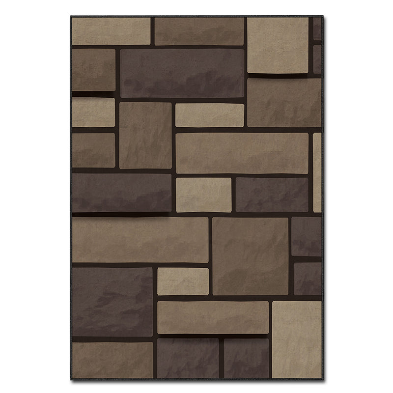 Covor Asi Home Brown Rectangles, 80 x 140cm, Poliester, Multicolor