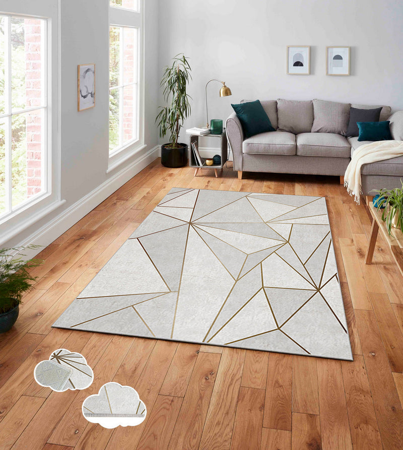 Covor Asi Home 3D Gold, 160 x 230cm, Poliester, Multicolor