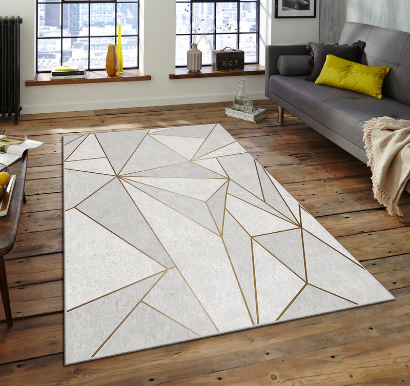 Covor Asi Home 3D Gold, 160 x 230cm, Poliester, Multicolor