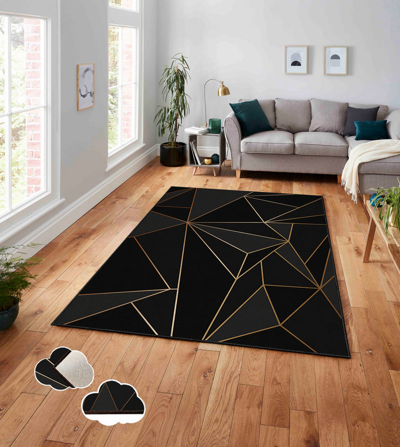 Covor Asi Home 3D Gold, 120 x 180cm, Poliester, Multicolor