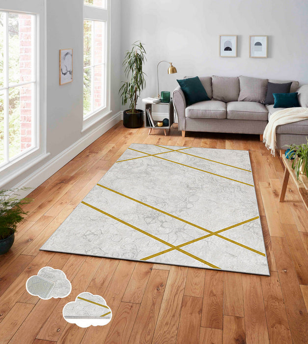 Covor Asi Home Golden Lines, 160 x 230cm, Poliester, Multicolor