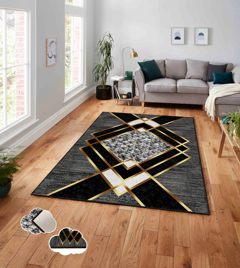 Covor Asi Home Golden Rhombus, 160 x 230cm, Poliester, Multicolor