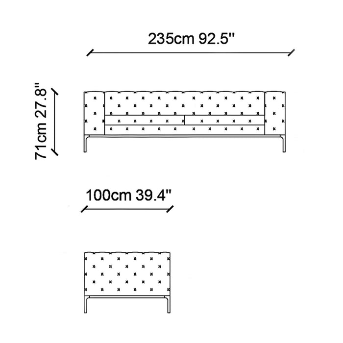 Canapea 3 Locuri Asi Home Fashion, Gri, 235X71X100cm