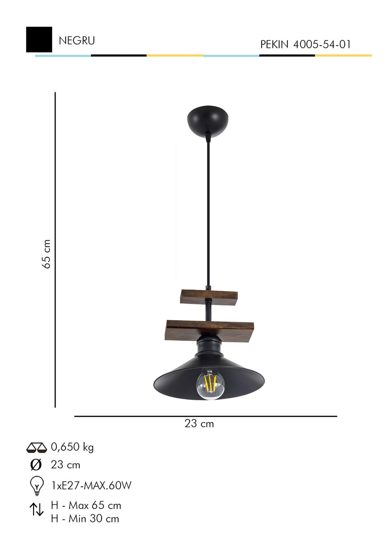 Lustra Moderna Pekin Asi Home , 1xE27-60 W, Negru