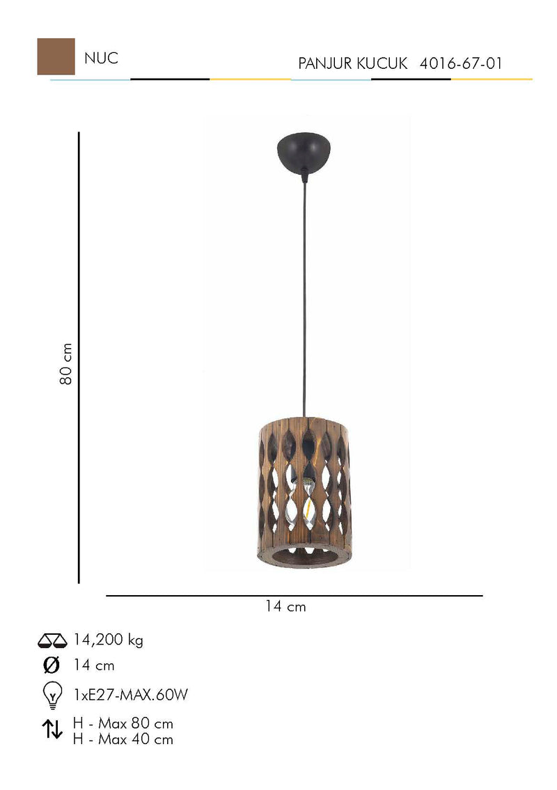 Lustra Moderna Panjur Kucuk Asi Home , 1xE27-60 W, Nuc