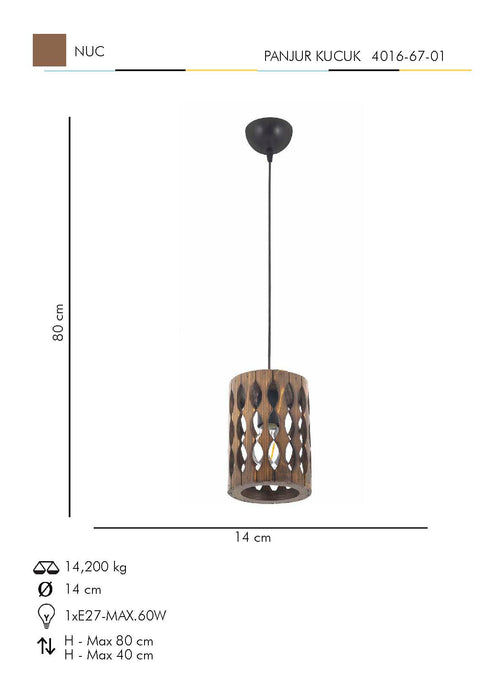 Lustra Moderna Panjur Kucuk Asi Home , 1xE27-60 W, Nuc