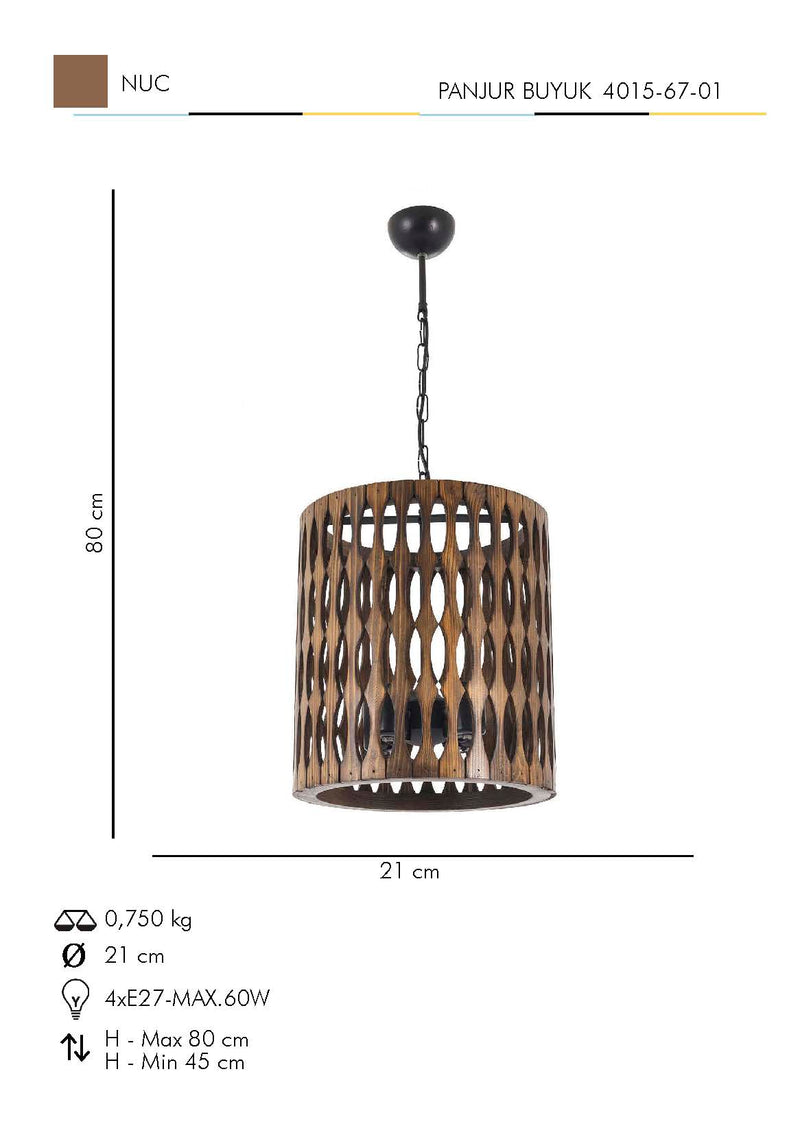 Lustra Moderna Panjur Buyuk Asi Home , 4xE27-60 W, Nuc