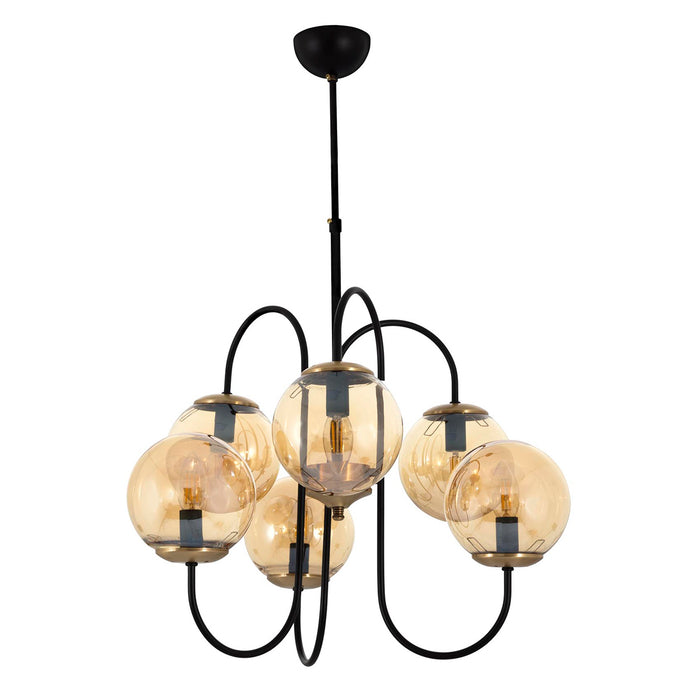 Lustra Moderna Lahor Asi Home , 6xE14-60 W, Negru Mat
