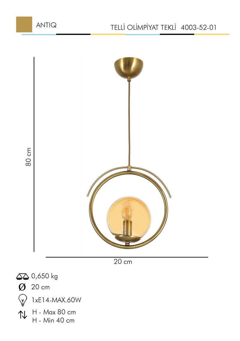 Lustra Moderna Telli Olimpiyat Tekli Asi Home , 1xE14-60 W, Antiq