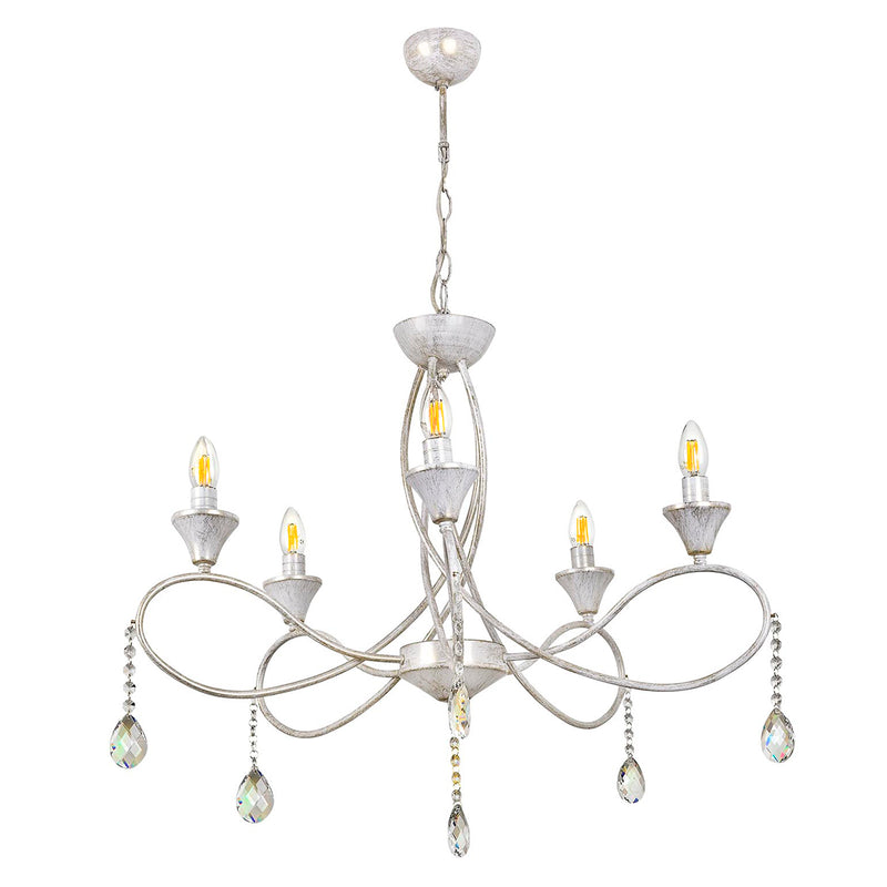 Lustra Moderna SarmAsi Home k Asi Home , 5xE14-60 W, Alb Patinat