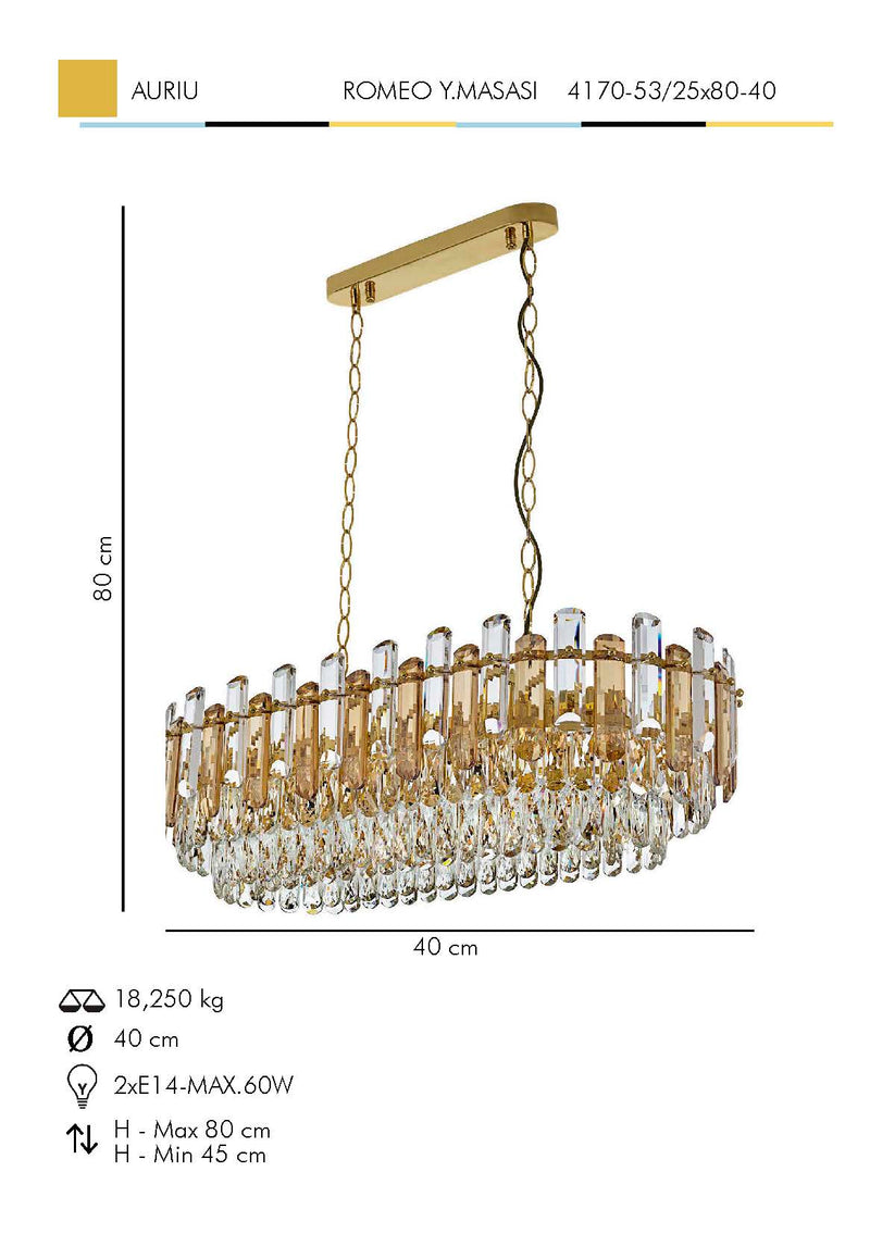 Lustra Moderna Romeo Asi Home , 12xE14-60 W, Auriu